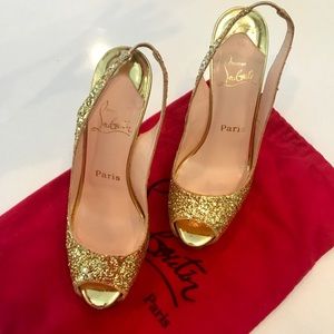 Christian Louboutin Gold Glitter Heels